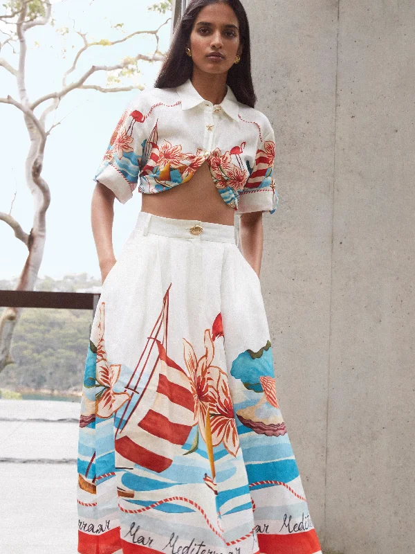 SAIL BOAT MIDI SKIRT lace skirt elegant