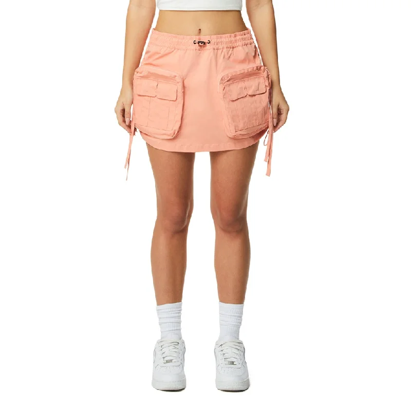 Shirring Utility Mini Skirt - Sand Coral vintage skirt charm