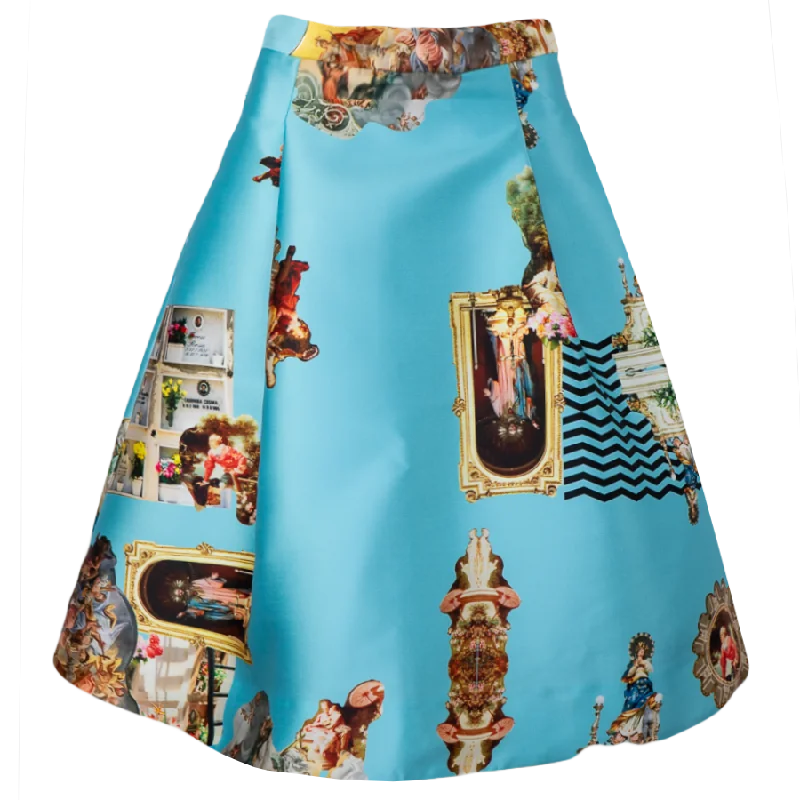 Sicily light blue short skirt corduroy skirt textured