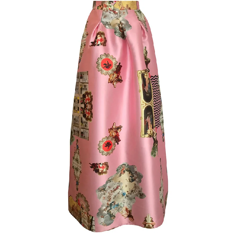 Sicily powder pink long skirt asymmetrical skirt cut