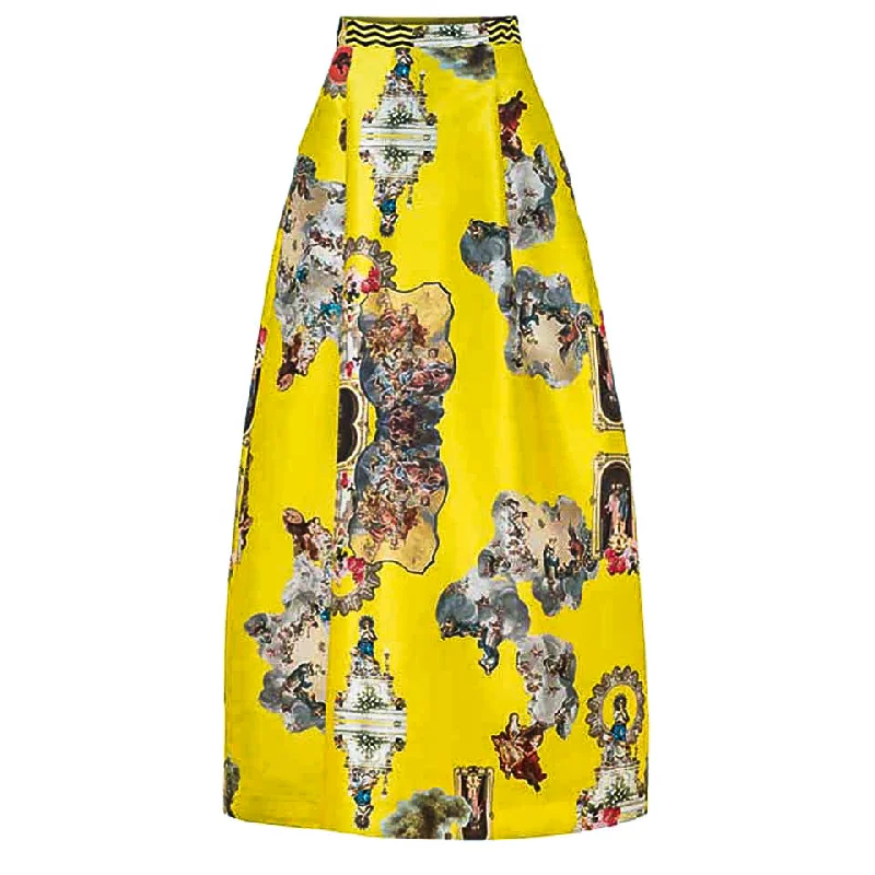 Sicily yellow long skirt silk skirt sleek
