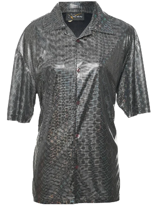 Silver Blouse - M Casual Button Blouse