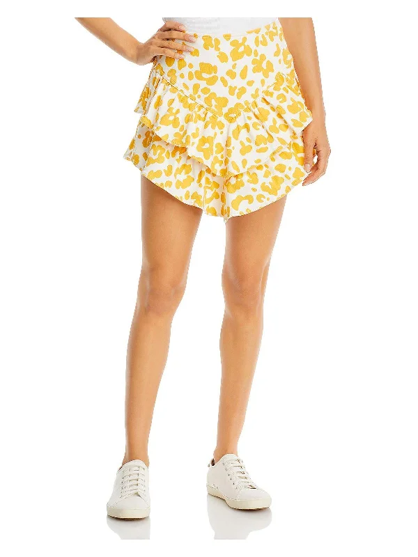 The Ruffle Womens Ruffle Dyed Denim Denim Skirt denim skirt classic