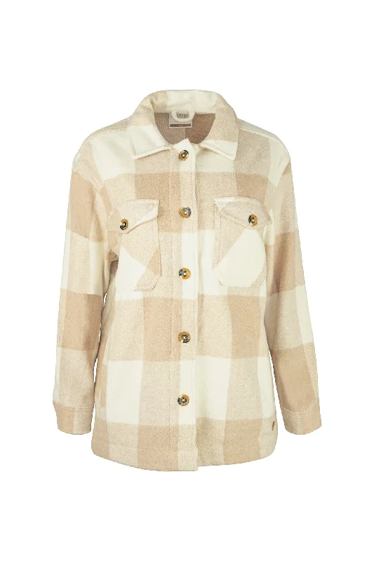 Ladies plaid shacket short version Double-Layered Blouse