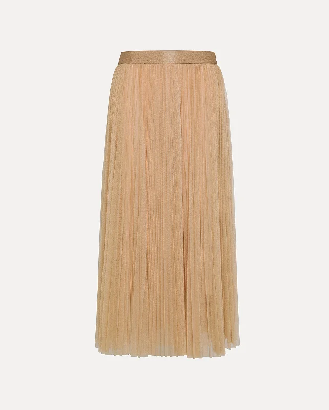 PLISSE TULLE  SKIRT / NUDE silk skirt elegant