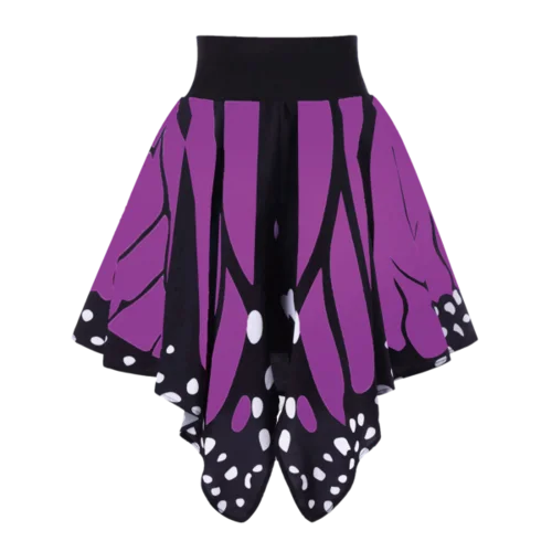 High Waist Butterfly Shape Skirt - Purple L denim skirt trendy