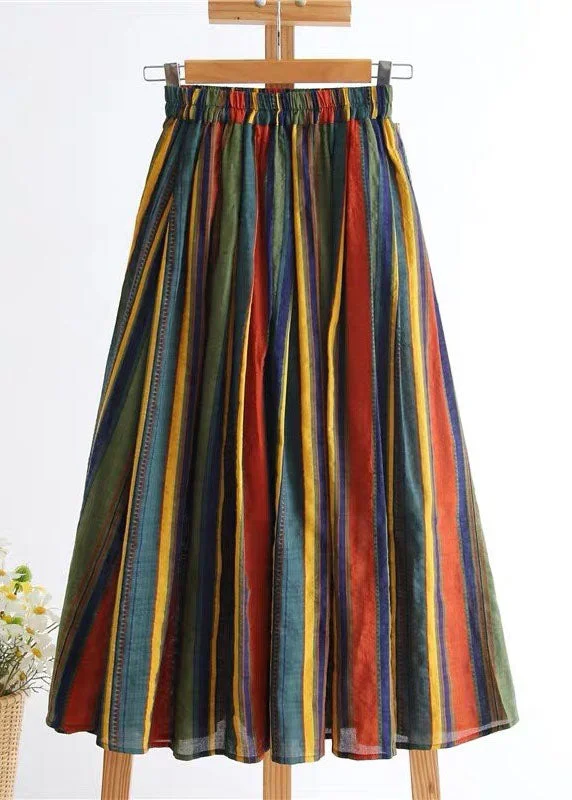 Unique Rainbow elastic waist Striped Skirt Spring corduroy skirt durable