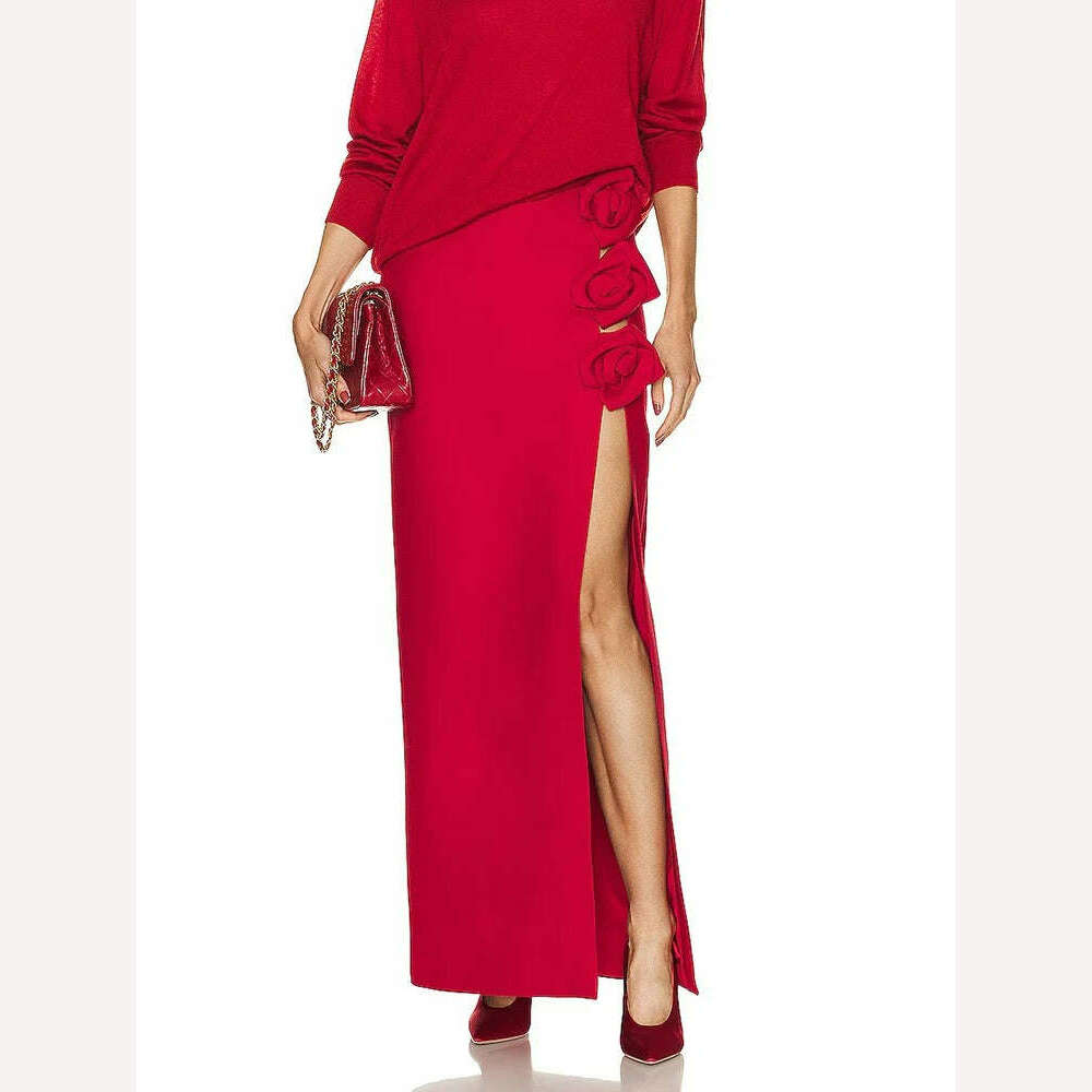 VGH Solid Patchwork Appliques Sexy Skirts For Women High Waist Split Thigh Temperament A Line Skirt Female Fashion Clothing New corduroy skirt cozy