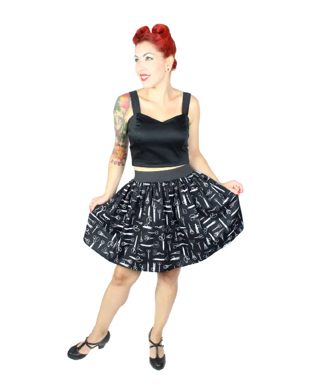Vintage Scissors Pleated Skirt #PS-S757 chiffon skirt airy