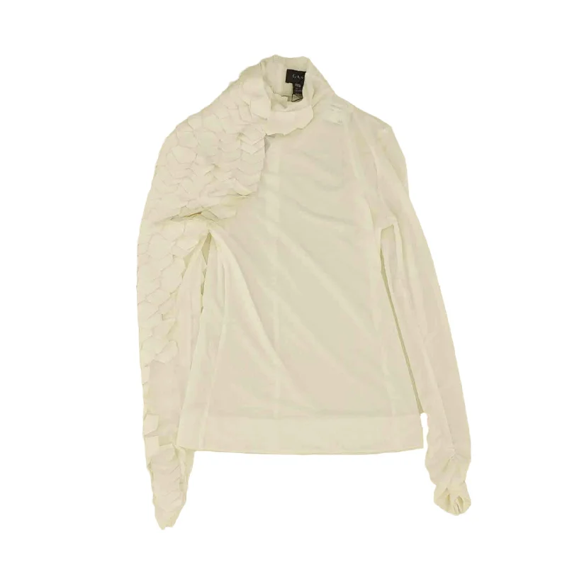 White Solid Long Sleeve Blouse Boho Chic Blouse