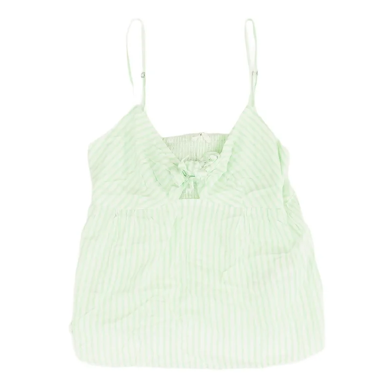 White Striped Sleeveless Blouse Subtle Shimmer Blouse