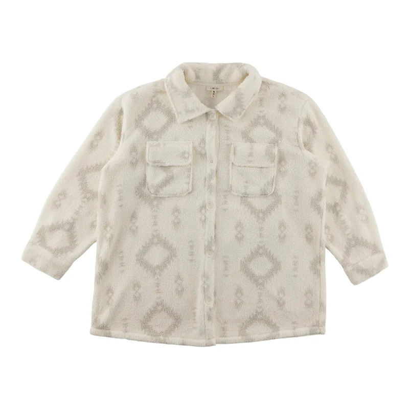 Women's Plus Sherpa Shacket Chic Off-Shoulder Blouse