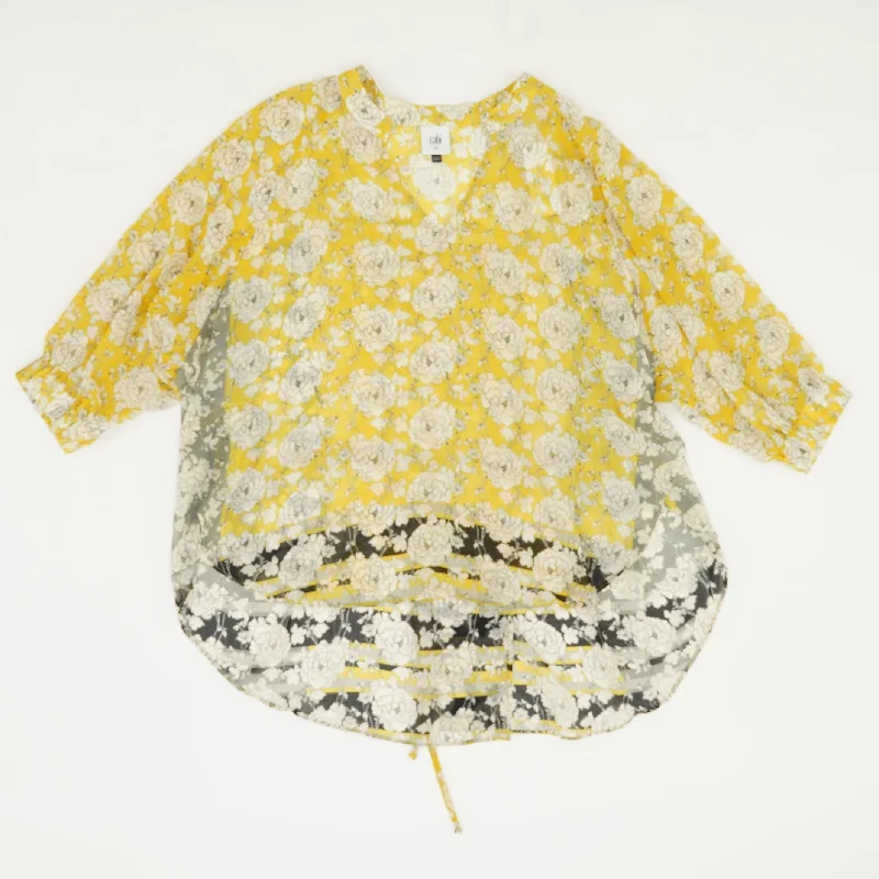 Yellow Floral 3/4 Sleeve Blouse Everyday Stylish Blouse