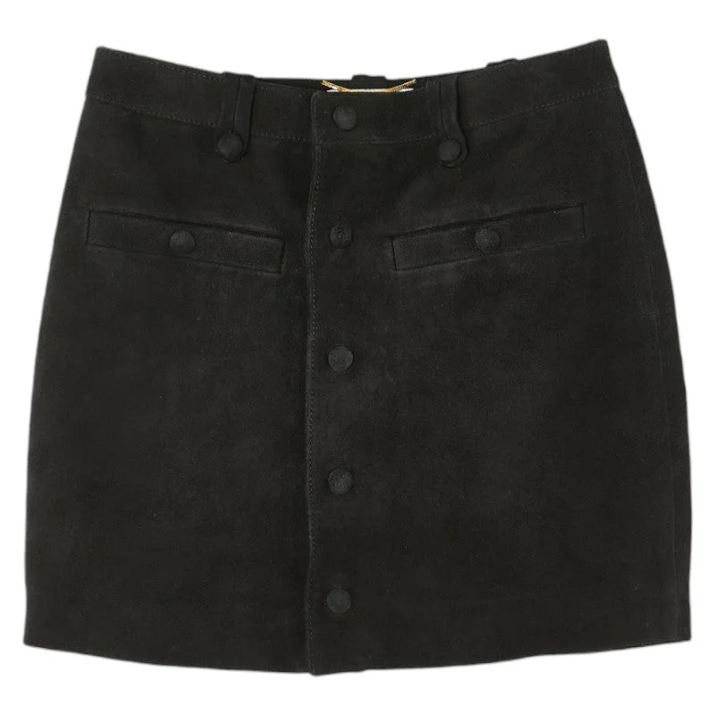 Yves Saint Laurent Suede Mini Skirt Black silk skirt smooth