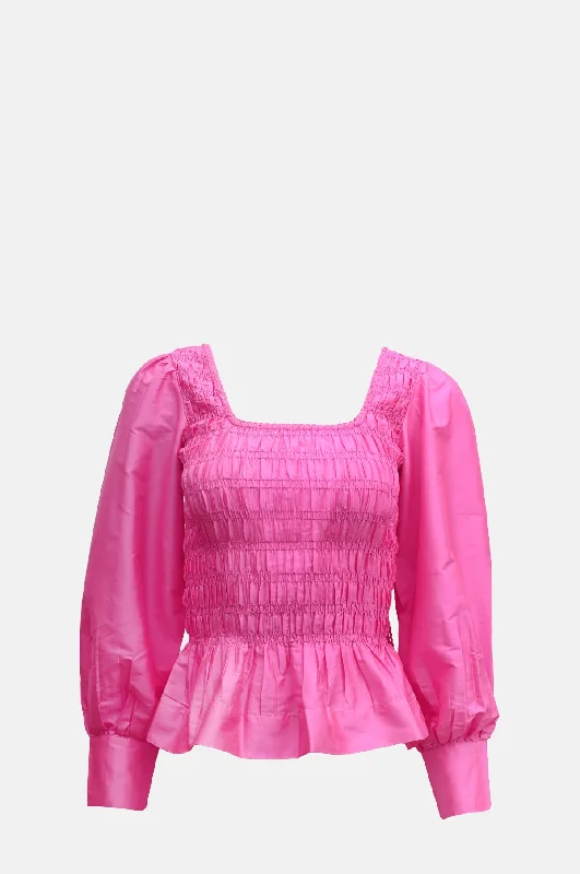 Ariana Blouse Pink Taffeta Oversized Silk Blouse