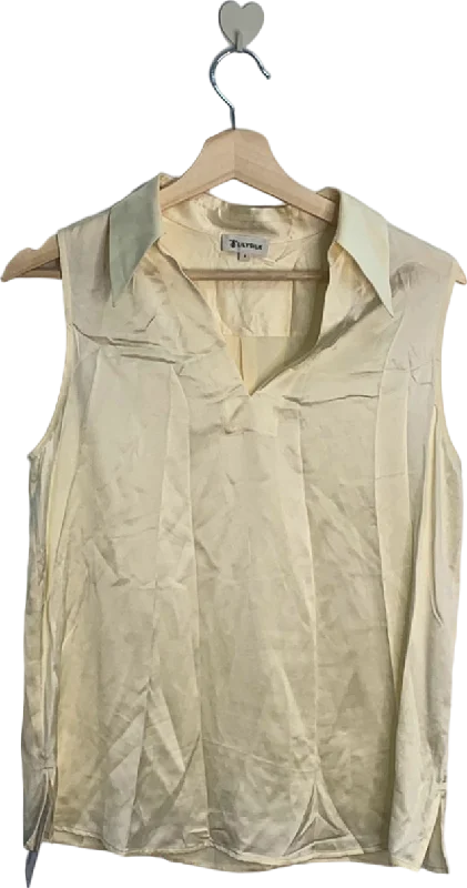 Express Cream Sleeveless Blouse UK 10 Sheer Mesh Blouse