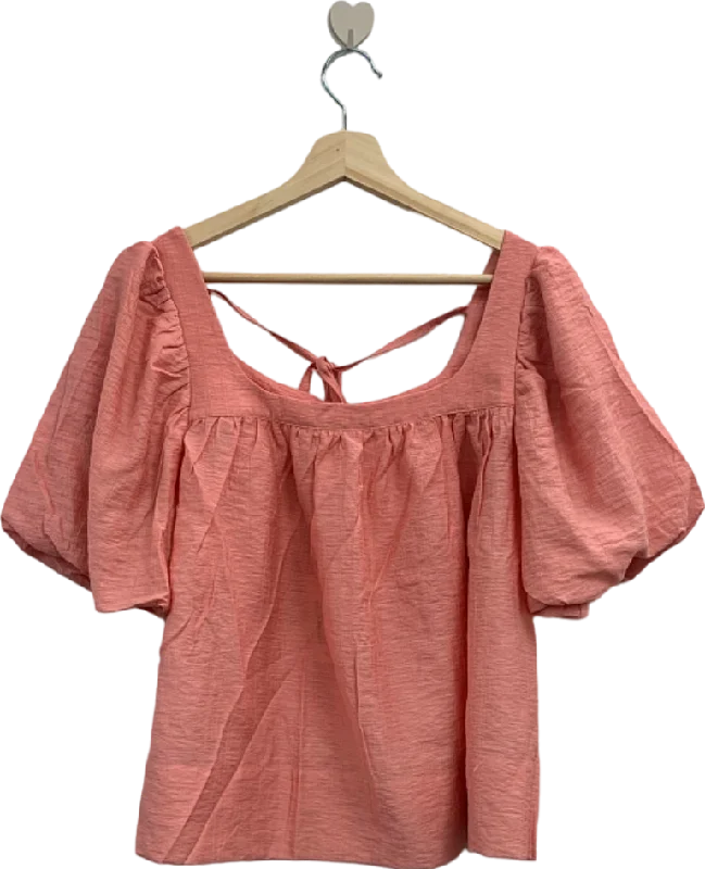 Jovonna London Coral FIAMMA Puff Sleeve Blouse UK XS Pastel Color Blouse