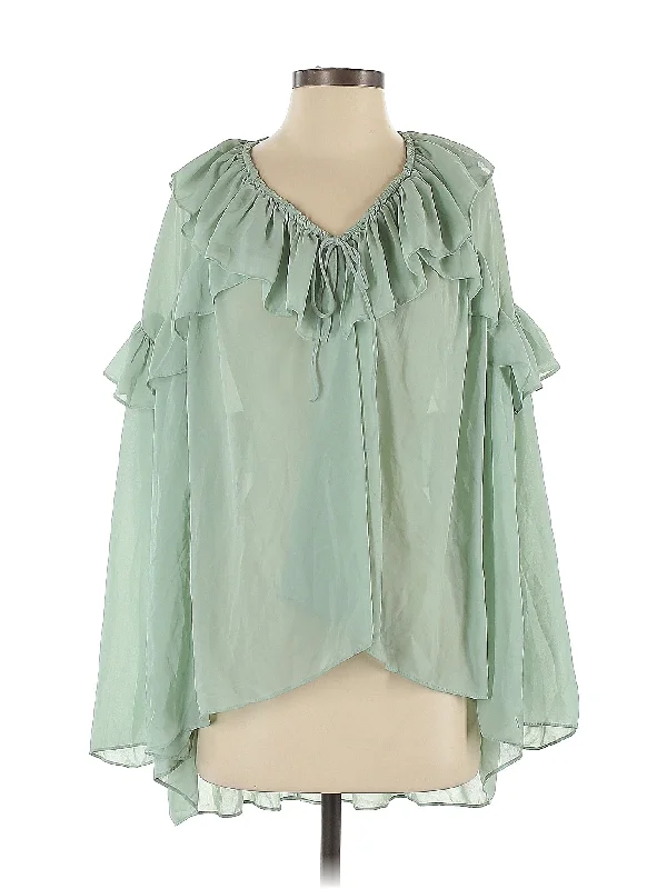 Long Sleeve Blouse Collared Satin Blouse