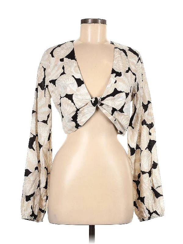 Long Sleeve Blouse Embellished Collar Blouse