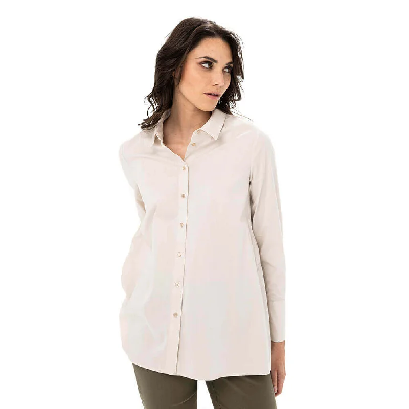 Renuar Blouse With Tiered Back - Bone Sleeveless Chiffon Blouse