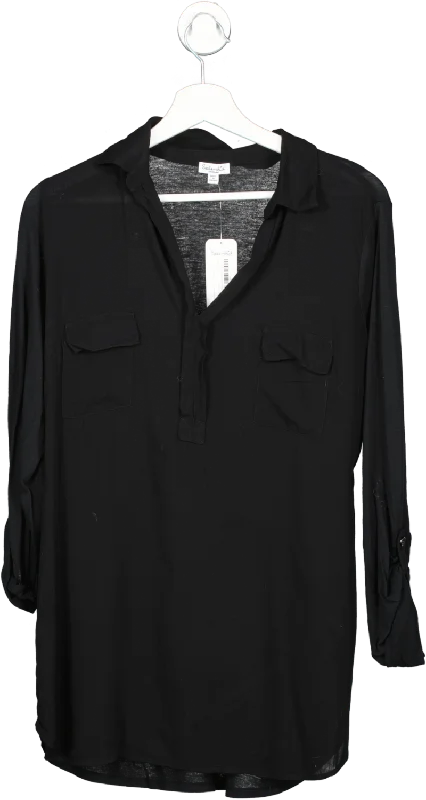 Splendid Black Shirting Long Sleeve Blouse UK M Modern Work Blouse