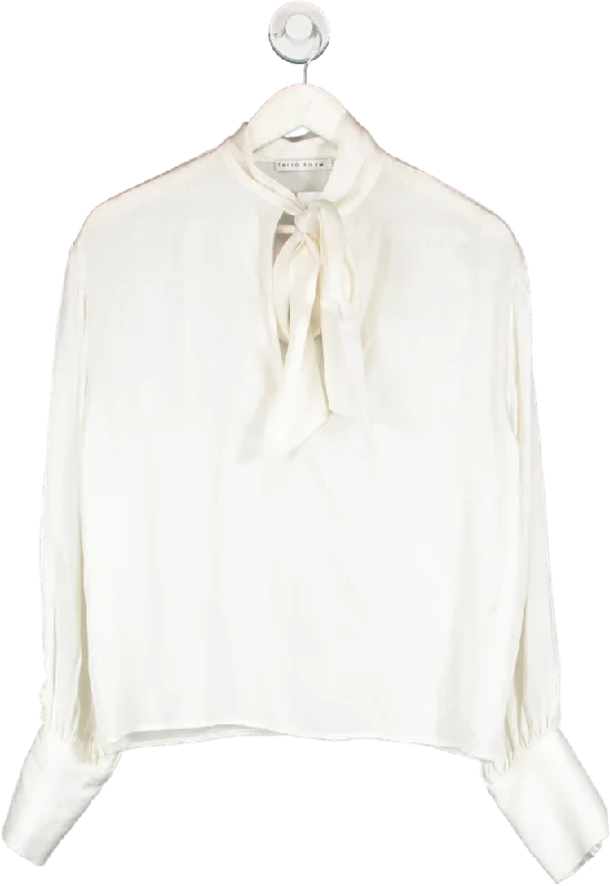 Third Form Cream Magnetic Tie Neck Blouse UK 8 Pleated Collar Blouse
