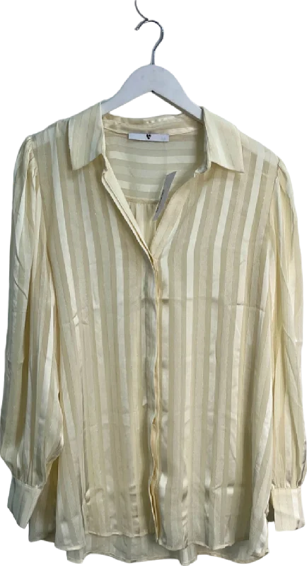 V by Very Cream Striped Long Sleeve Blouse UK 20 Drape Neck Blouse