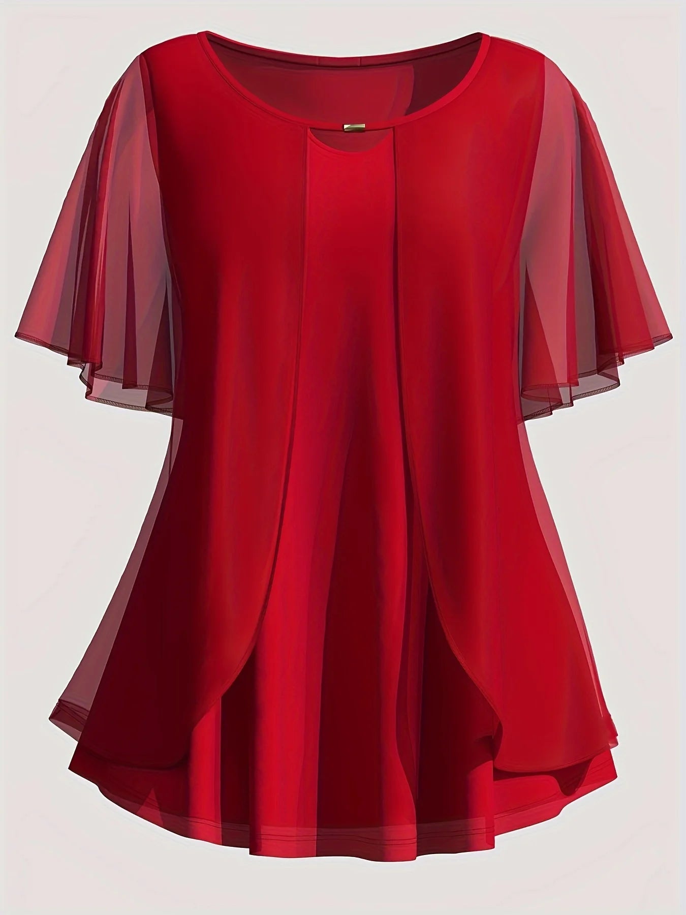 Women's Blouses 5XL Chiffon Layered Fashion Designer T-Shirts (Plus Size) Collared Satin Blouse